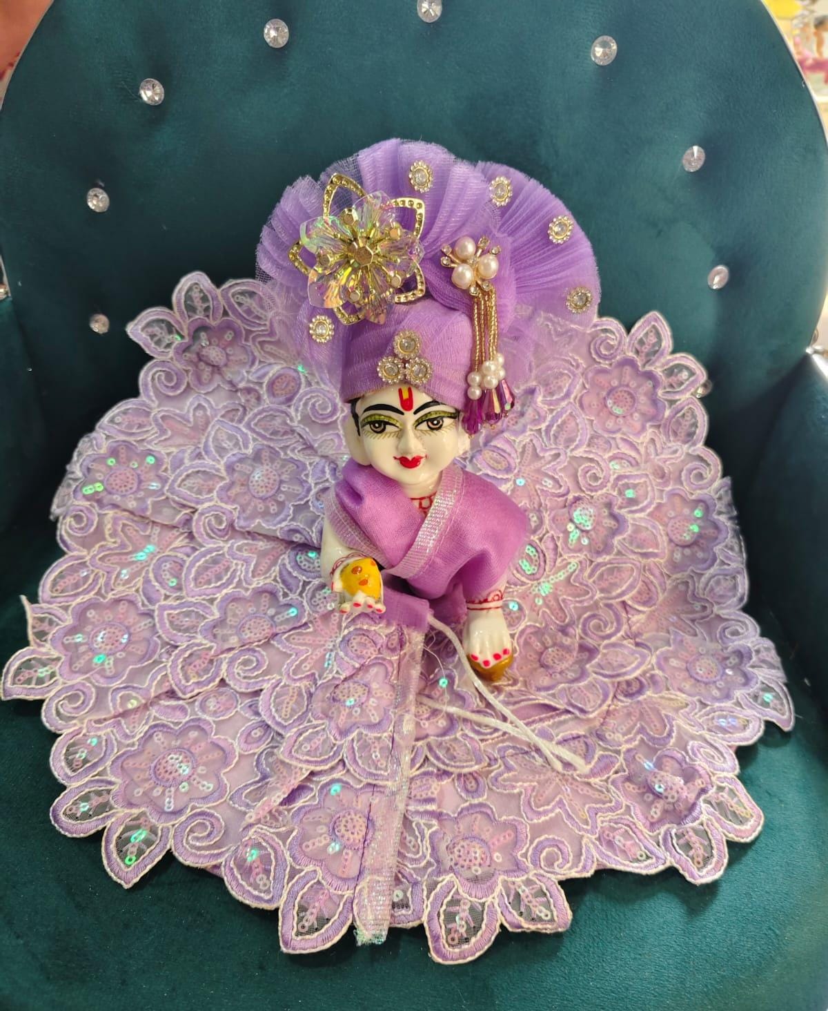 Premium Lavender Lace Kanha Ji Poshak Set